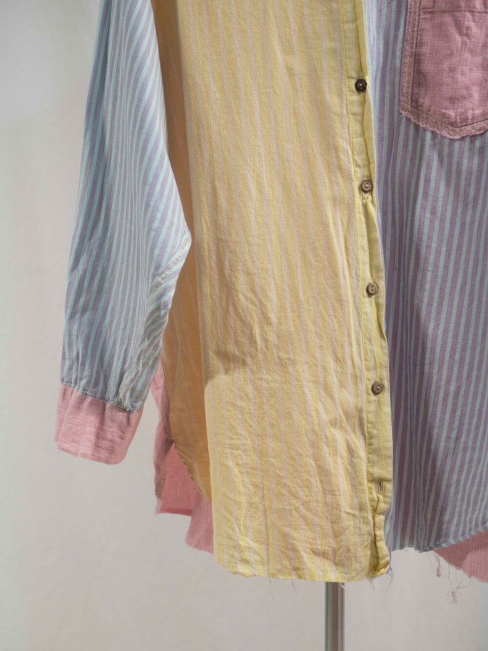 Free People Rags to Riches Pink Blue Striped Oversized Button Down - Picture 5 of 8